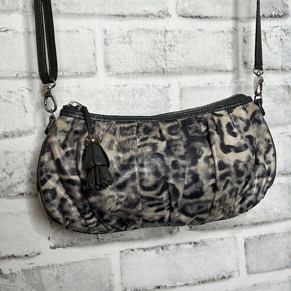 Brighton Crossbody Clutch Cosmo Cat Pouch In Leopard Leather Bag Purse - Picture 1 of 7